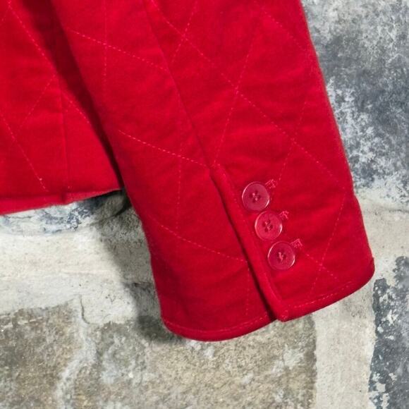 Talbots Blazer Woman's 12 Red Quilted Button Up Lined Cozy Holiday Retro - Picture 8 of 12